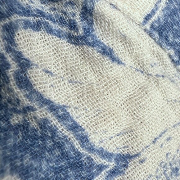 🔵 2/$15 ~ mySTYLE 2X blue floral gauze peasant blouse split neck long sleeve - Picture 6 of 9